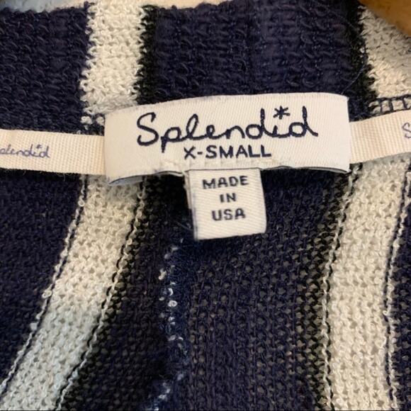 Splendid Navy Striped Open Front Draped Cardigan Sweater - Picture 4 of 8